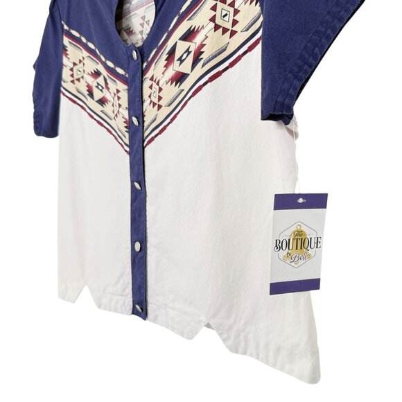 Vintage Cumberland Outfitters Womens M Aztec Western Show Shirt Short Sleeve - Picture 8 of 16